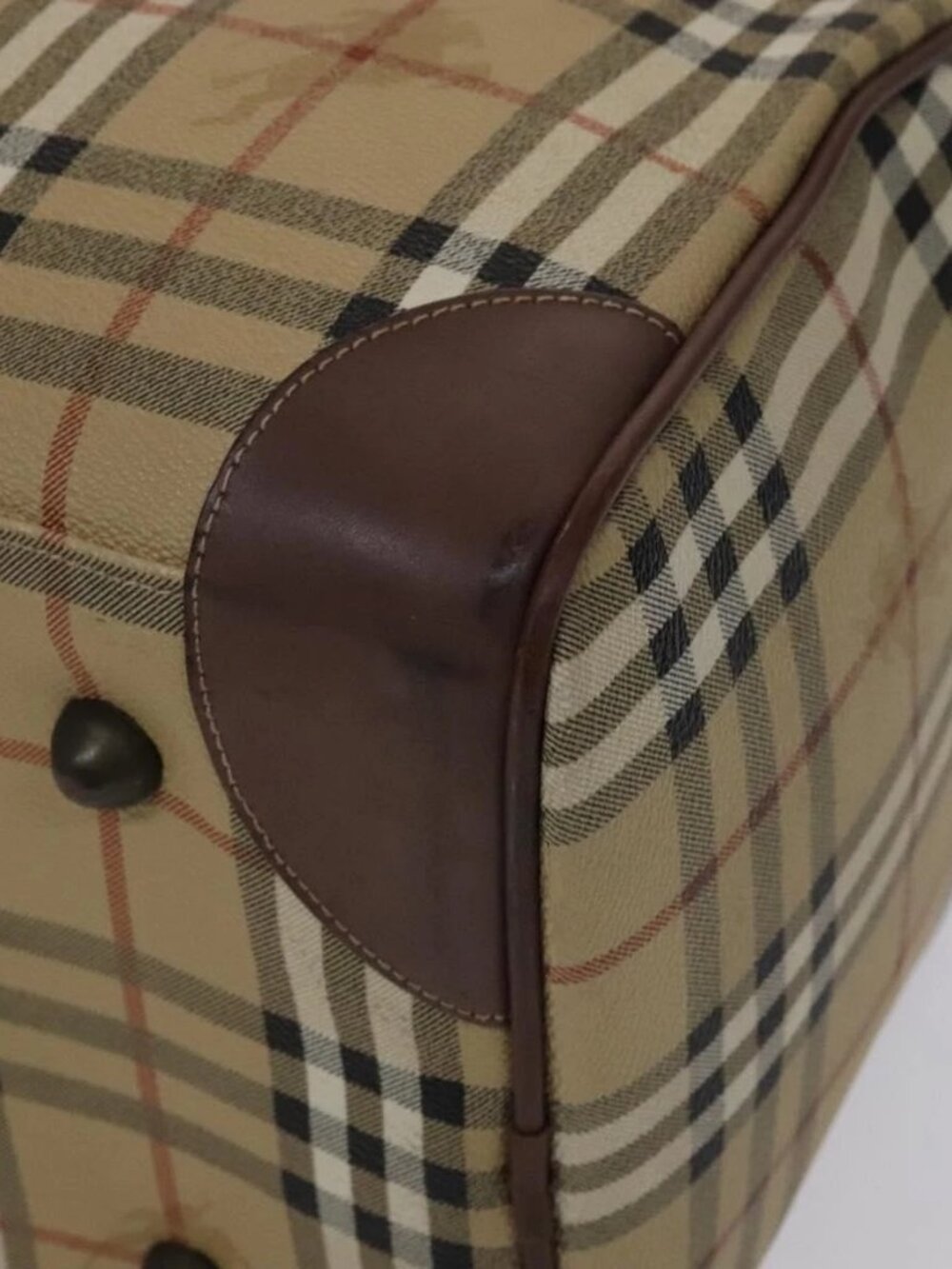 Burberrys Nova Check Boston Bag PVC Leather 2way Beige Auth ac3563 - Picture 4 of 16